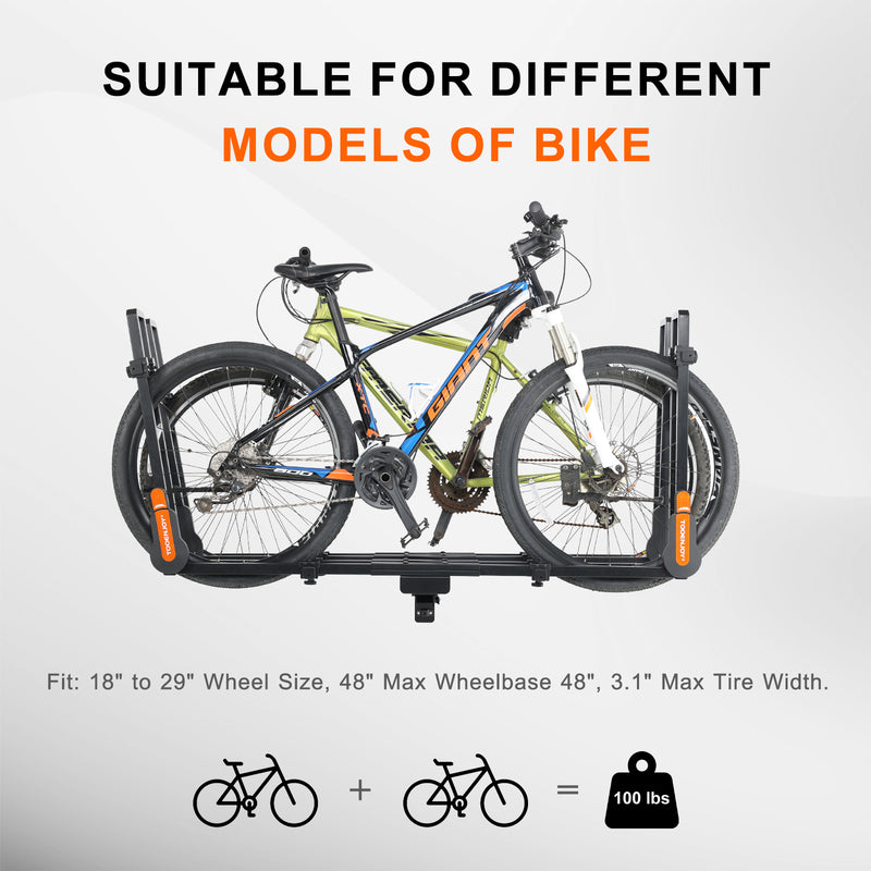Load image into Gallery viewer, Folding Hitch Bike Rack Platform, 2-Bike Capacity Tooenjoy