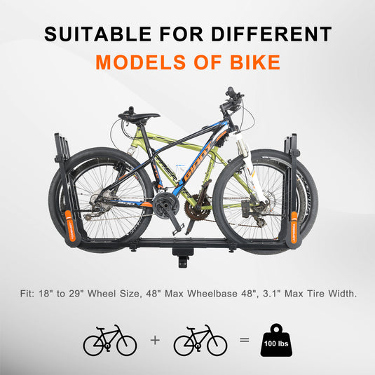Folding Hitch Bike Rack Platform, 2-Bike Capacity Tooenjoy