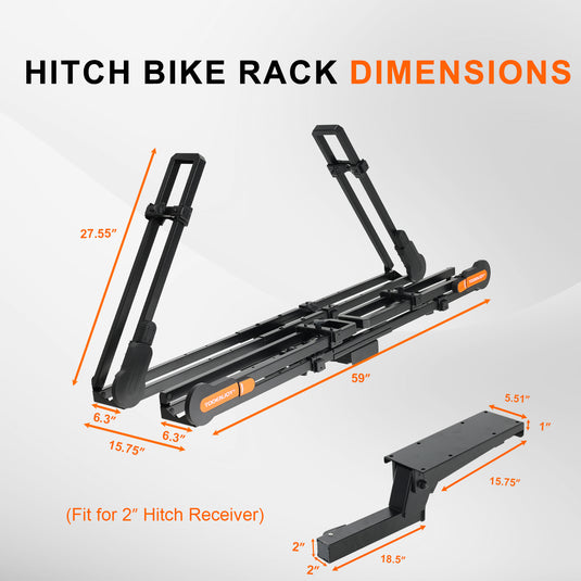 Folding Hitch Bike Rack Platform, 2-Bike Capacity Tooenjoy