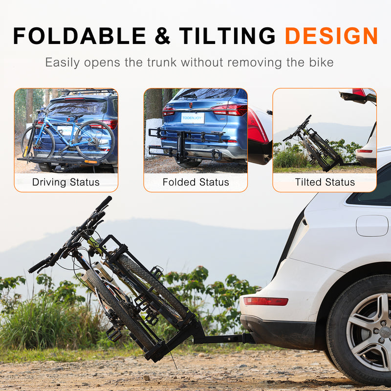 Load image into Gallery viewer, Folding Hitch Bike Rack Platform,2-Bike Capacity.