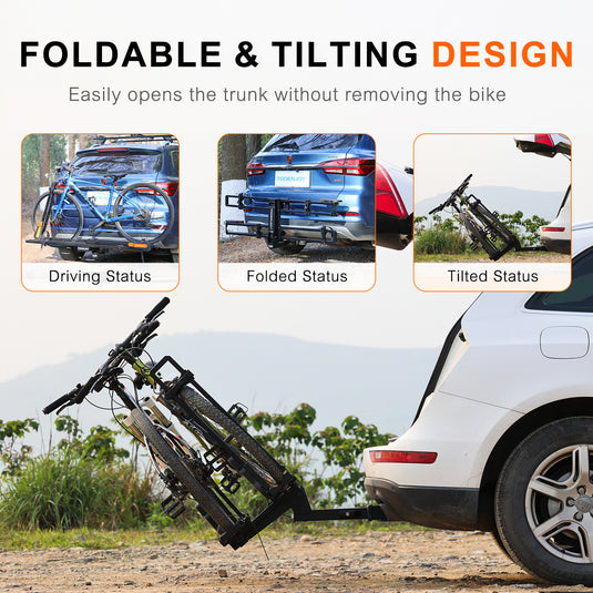 Folding Hitch Bike Rack Platform,2-Bike Capacity.