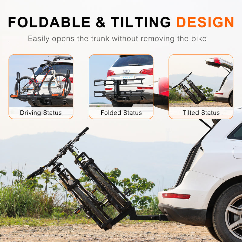 Load image into Gallery viewer, Folding Hitch Bike Rack Platform, 2-Bike Capacity Tooenjoy
