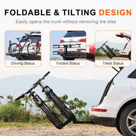 Folding Hitch Bike Rack Platform, 2-Bike Capacity Tooenjoy