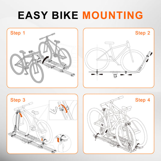 Folding Hitch Bike Rack Platform,2-Bike Capacity.