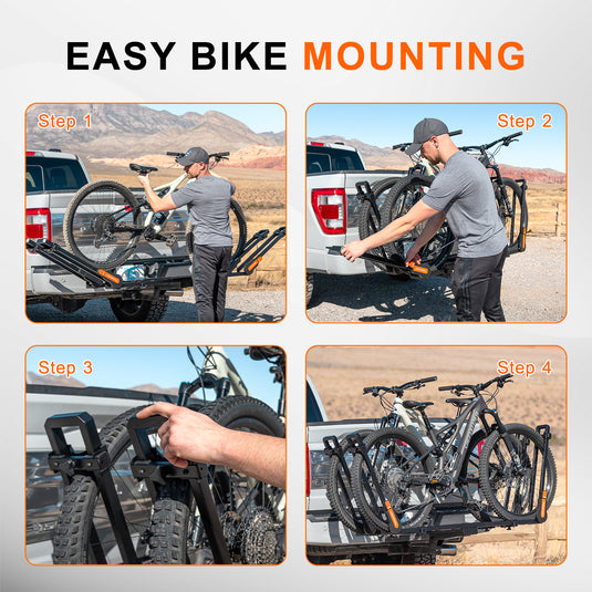 Folding Hitch Bike Rack Platform, 2-Bike Capacity Tooenjoy
