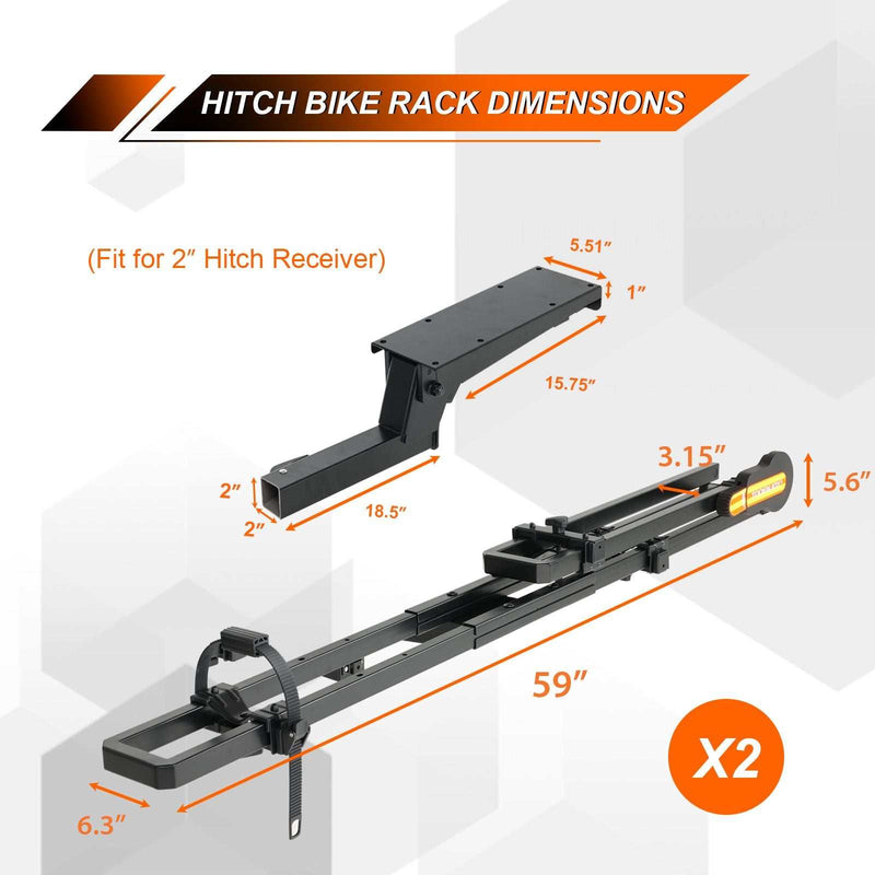Load image into Gallery viewer, TooenjoyFolding Hitch Bike Rack Platform，2-Bike CapacityFolding Hitch Bike Rack Platform，2-Bike Capacity
