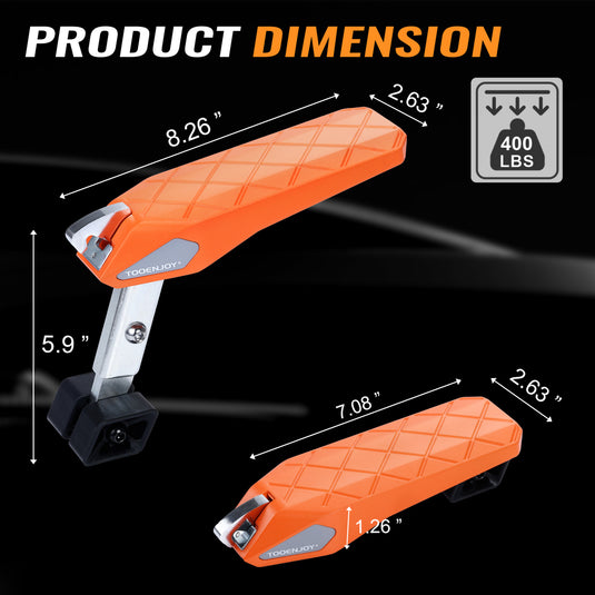 TOOENJOY Flodable&Adjustable 5 Gear Car Door Latch Step, Easy Access to SUV Truck Jeep Roof Top, Both Feet Stand Pedal Ladder for Most Vehicle - Orange