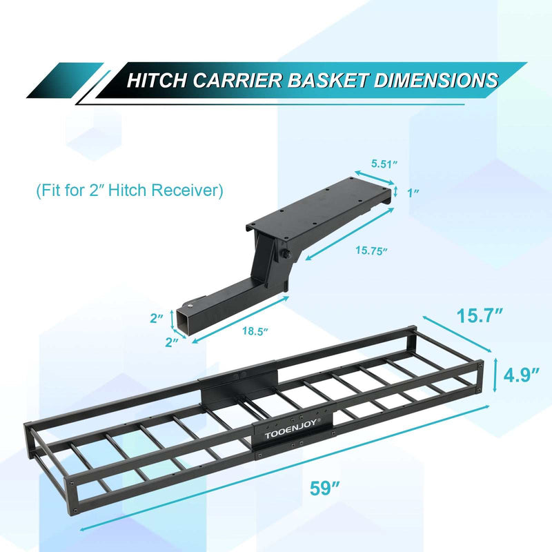 Load image into Gallery viewer, Tooenjoy59x15.7x4.9 Inch Folding Hitch Mount Cargo Carrier9 Inch Folding Hitch Mount Cargo Carrier
