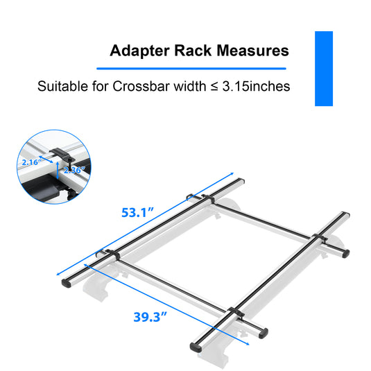 TOOENJOY Compatibility Adapter Rack Kit for Lift Roof Rack Use, Suitable for Non-extending or Fixed Crossbar, Hold 198LBS