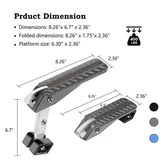 5 Gears Car Door Step Stand Pedal - Elevated Access to Vehicle's Top Roof with Wider Pedal, Max Load 400 lbs.