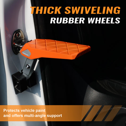 TOOENJOY Flodable&Adjustable 5 Gear Car Door Latch Step, Easy Access to SUV Truck Jeep Roof Top, Both Feet Stand Pedal Ladder for Most Vehicle - Orange