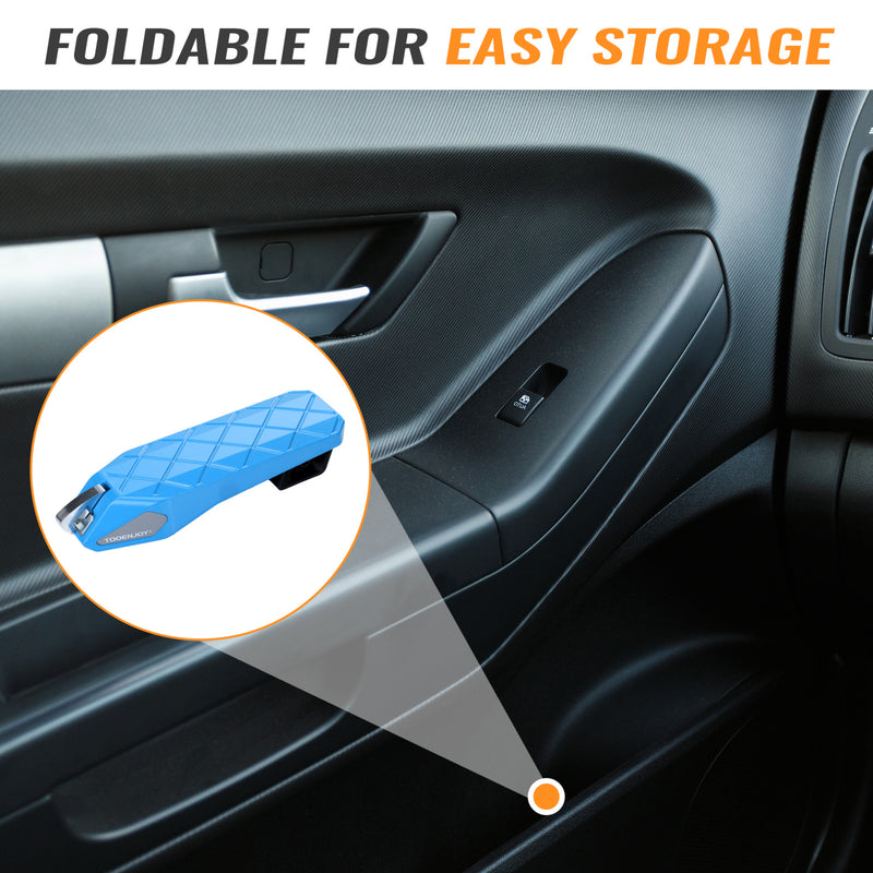 Load image into Gallery viewer, TOOENJOY Flodable&amp;Adjustable 5 Gear Car Door Latch Step, Easy Access to SUV Truck Jeep Roof Top, Both Feet Stand Pedal Ladder for Most Vehicle - Blue
