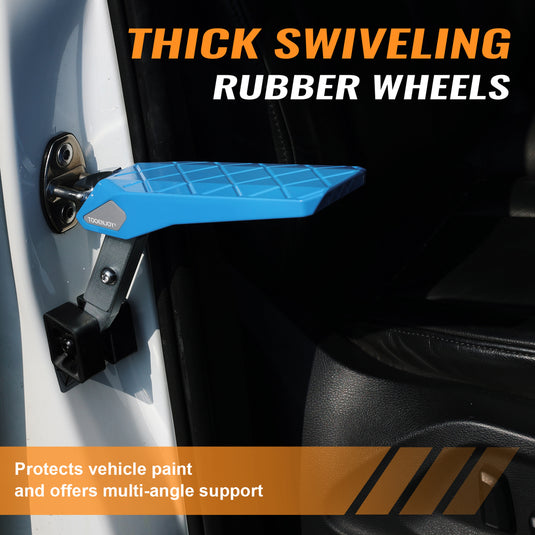 TOOENJOY Flodable&Adjustable 5 Gear Car Door Latch Step, Easy Access to SUV Truck Jeep Roof Top, Both Feet Stand Pedal Ladder for Most Vehicle - Blue