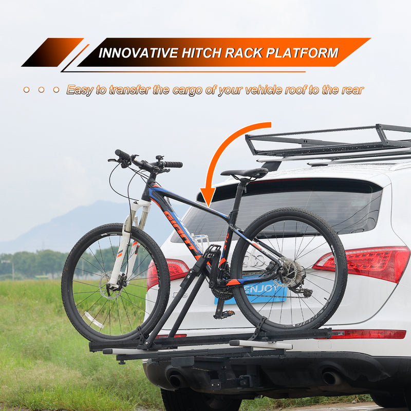 Load image into Gallery viewer, Multifunctional Hitch Rack Platform, Folding Hitch Cargo Rack, Suitable for Bike Racks, Cargo Baskets and Boxes, 200 LBS Capacity.
