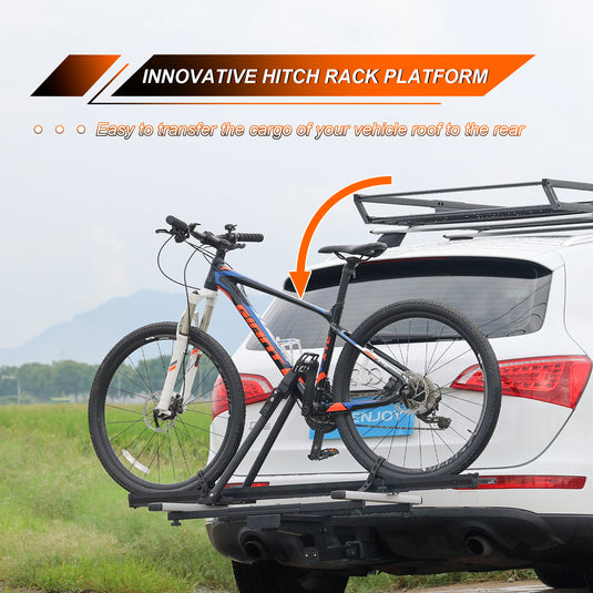 Multifunctional Hitch Rack Platform, Folding Hitch Cargo Rack, Suitable for Bike Racks, Cargo Baskets and Boxes, 200 LBS Capacity.