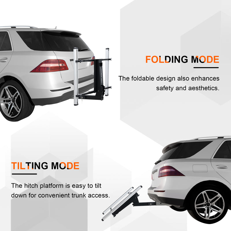 Load image into Gallery viewer, Multifunctional Hitch Rack Platform, Folding Hitch Cargo Rack, Suitable for Bike Racks, Cargo Baskets and Boxes, 200 LBS Capacity.
