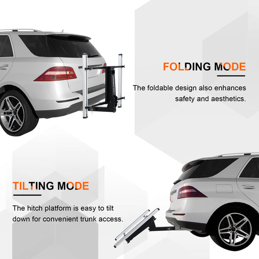 Multifunctional Hitch Rack Platform, Folding Hitch Cargo Rack, Suitable for Bike Racks, Cargo Baskets and Boxes, 200 LBS Capacity.
