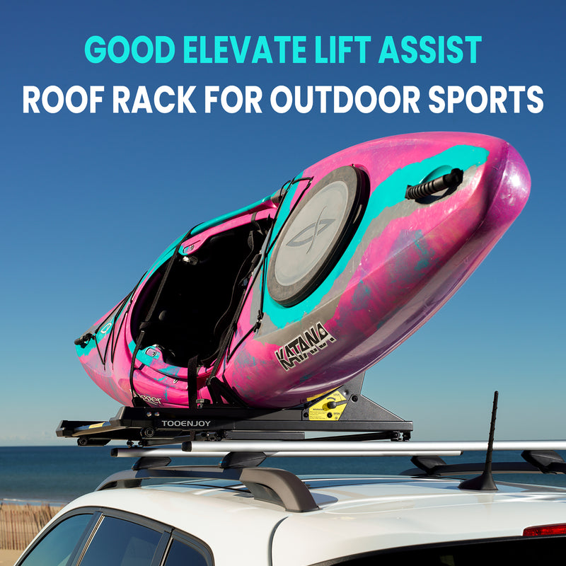 Load and play video in Gallery viewer, Tooenjoy Lift Assist Kayak Rack, 100 LBS Capacity Kayak &amp; Canoe Car Racks
